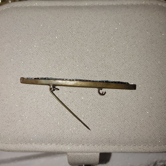 Antique Micro Mosaic Floral Bar Brooch Pin Gold Tone Italy Handmade Jewelry - Picture 5 of 16